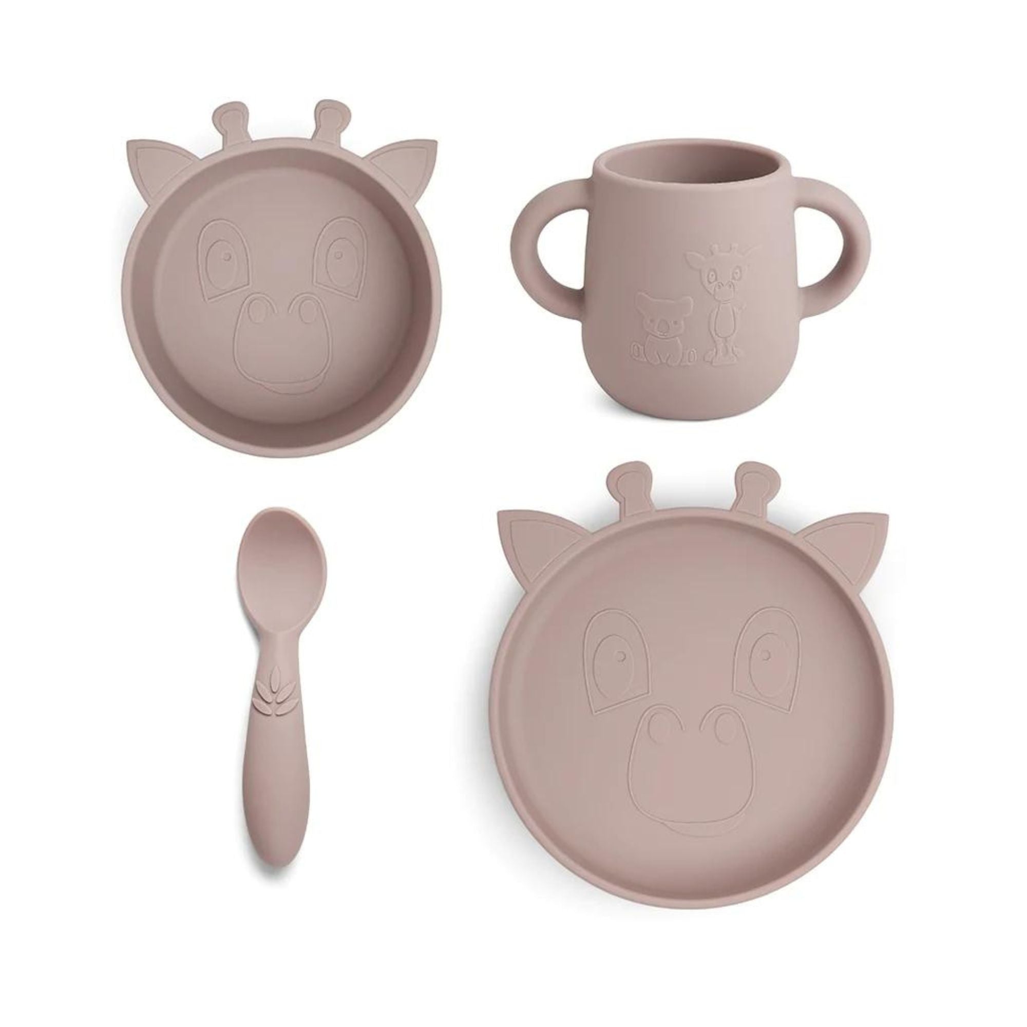 Nuuroo Giraffe silicone dish set -  Woodrose