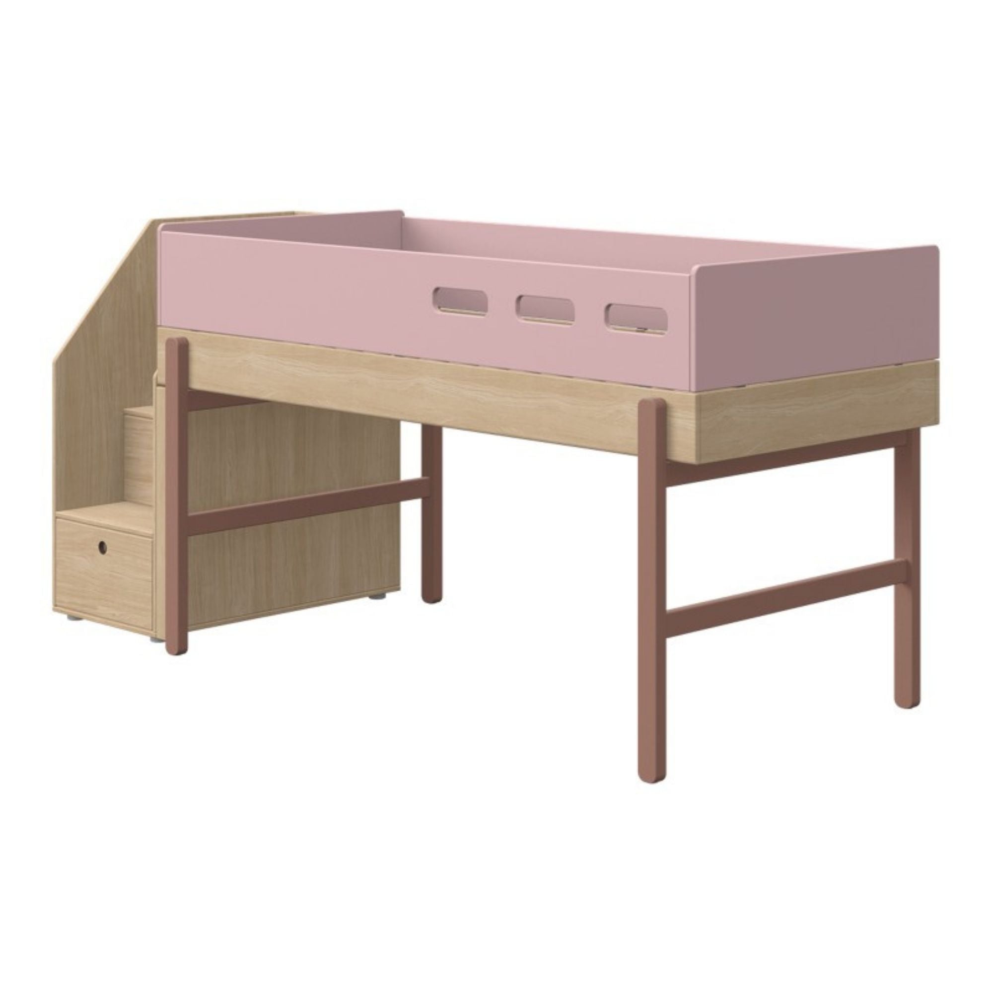Vaikiška lova su laipteliais/stalčiais Popsicle | Cherry - 120.5 x 101.8 x 255.7 cm - little-goose.com